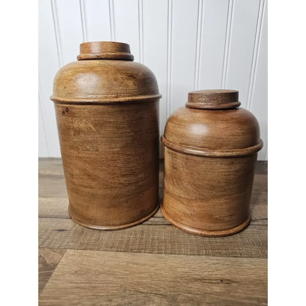 Wooden‎ Cannister Set Of 2 Decorative Modern Apothecary Nautical Kitchen